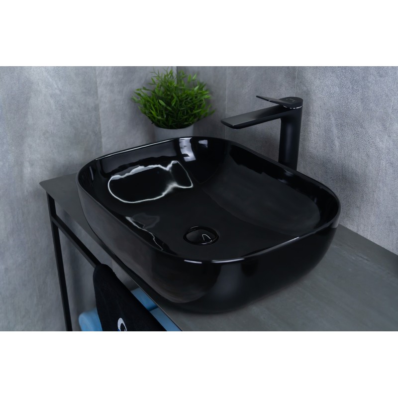 Раковина Gid BL1302 53347 накладная черная глянцевая 50x40x14