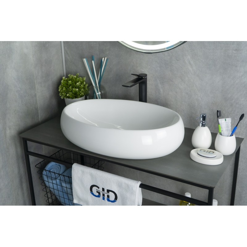 Раковина Gid N9030a 51114 накладная белая 60x41x15