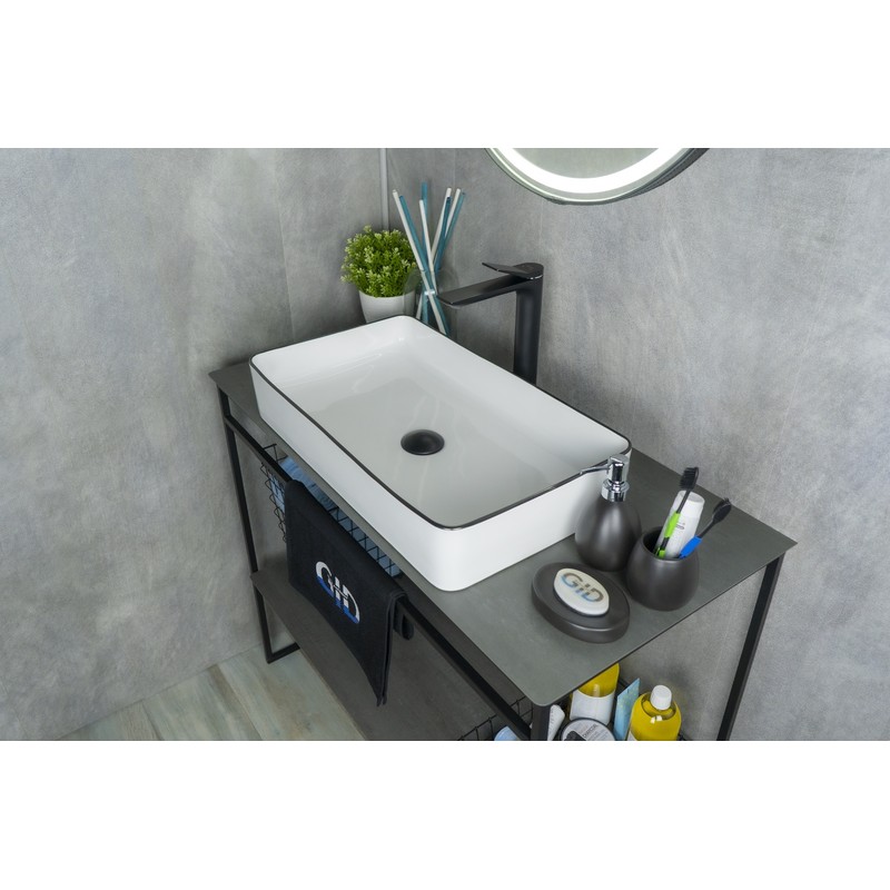 Раковина Gid Nc9399 52225 накладная белая / черная 60x34x11