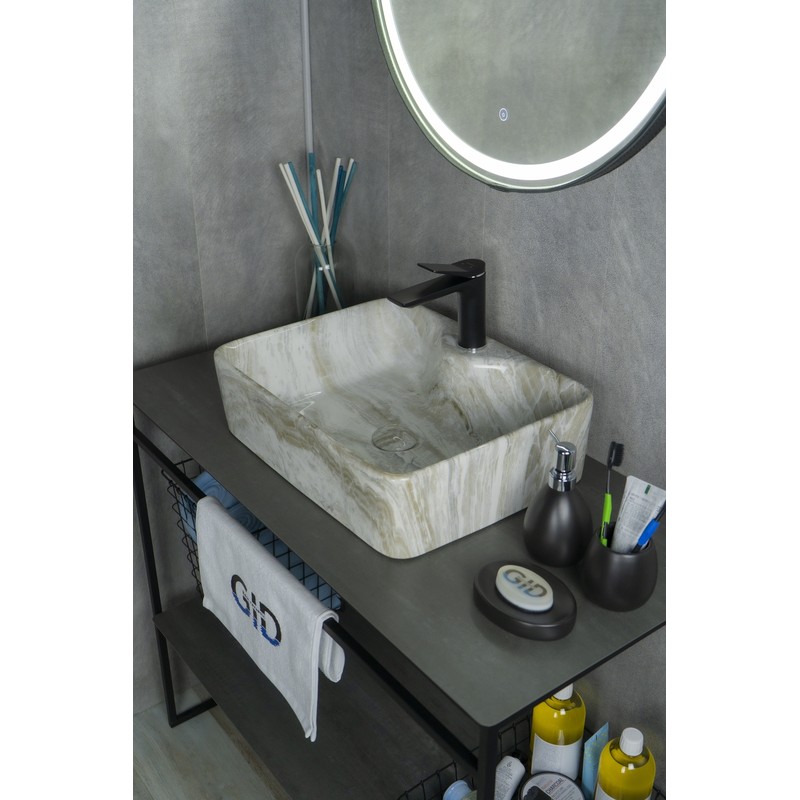 Раковина Gid Mnc605 54460 накладная под камень глянцевая 48x37x13