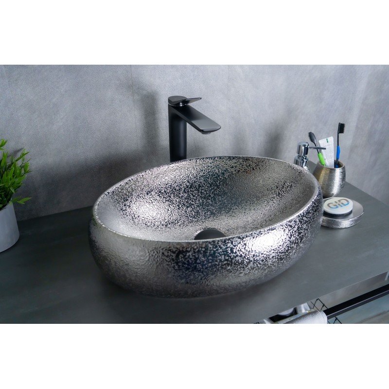 Раковина Gid 9030s 52235 накладная хром 48x34x15