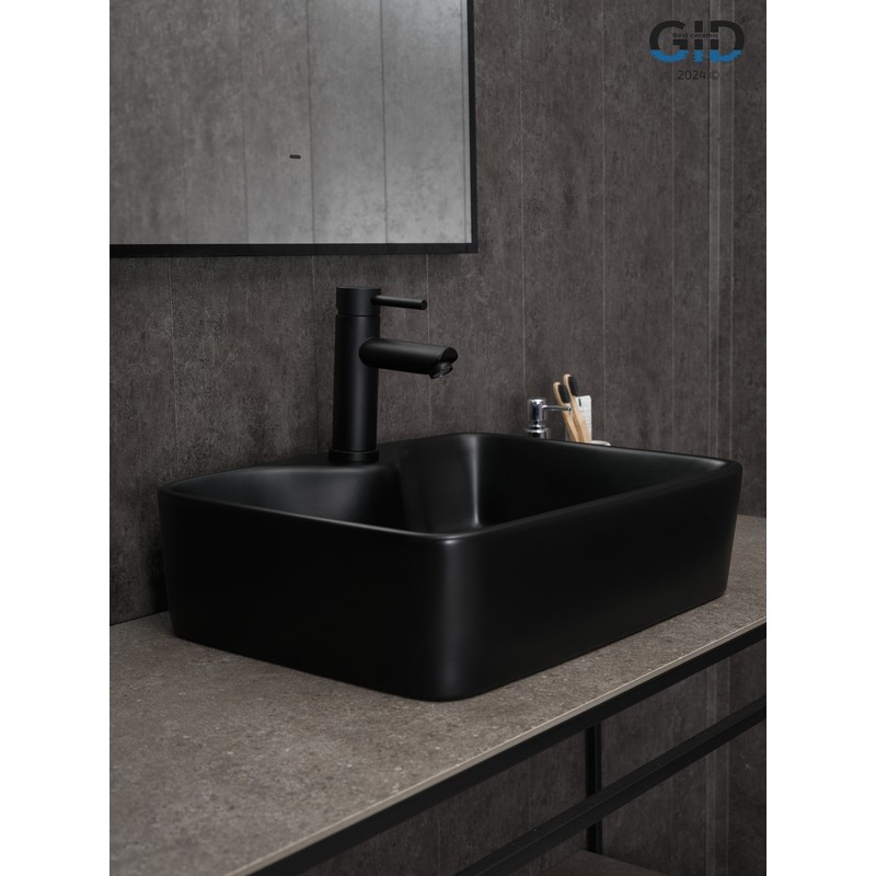 Раковина Gid Bm9091 53373 накладная черная матовая 48x37x13