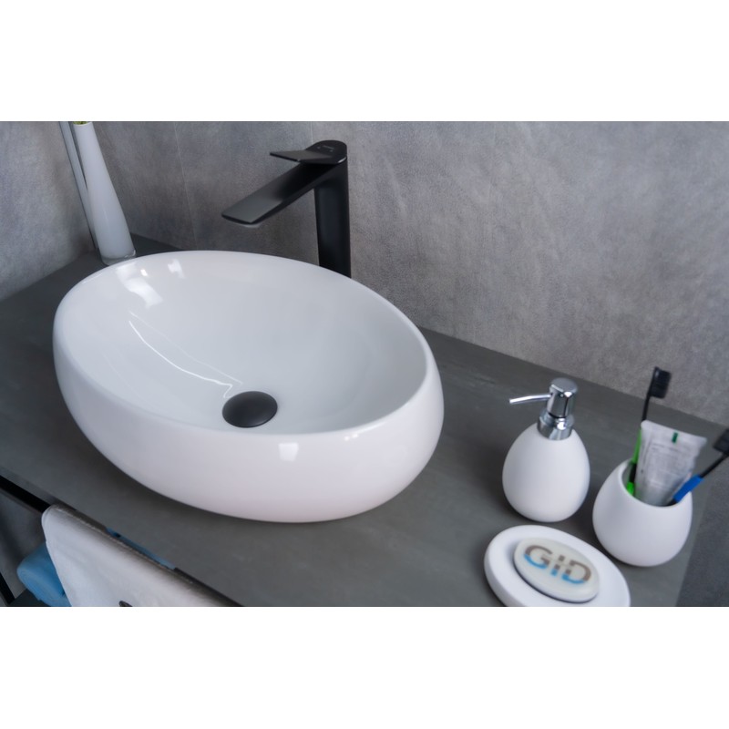 Раковина Gid N9030b 51115 накладная белая 48x34x15