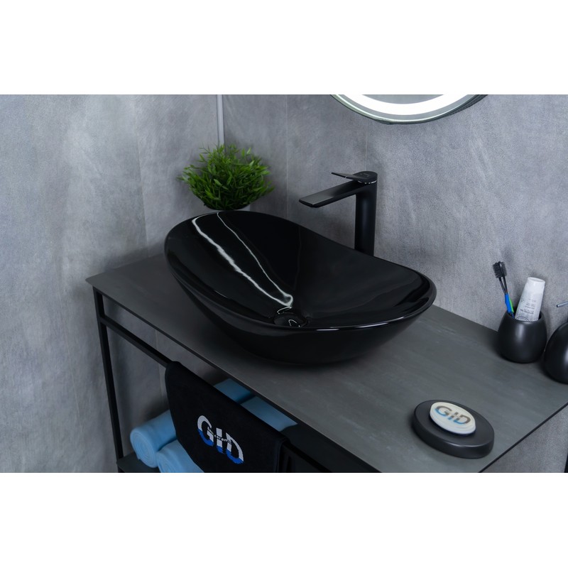 Раковина Gid BL9811 53349 накладная черная глянцевая 61x37x15