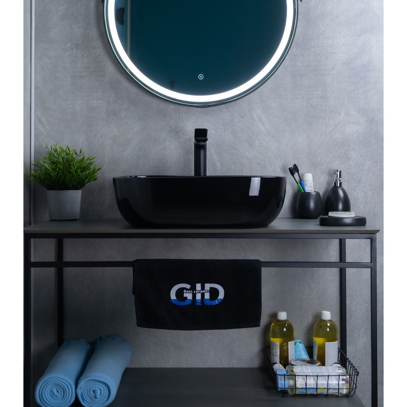 Раковина Gid BL1302 53347 накладная черная глянцевая 50x40x14