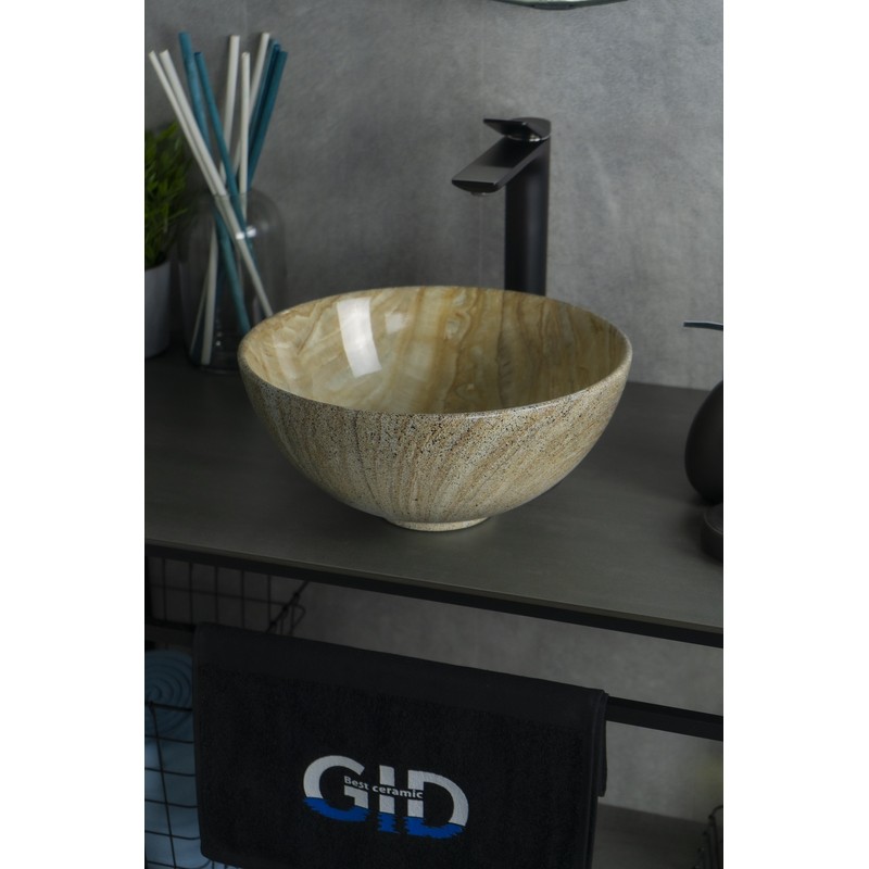 Раковина Gid Mnc488 54436 накладная под камень глянцевая 32x32x14