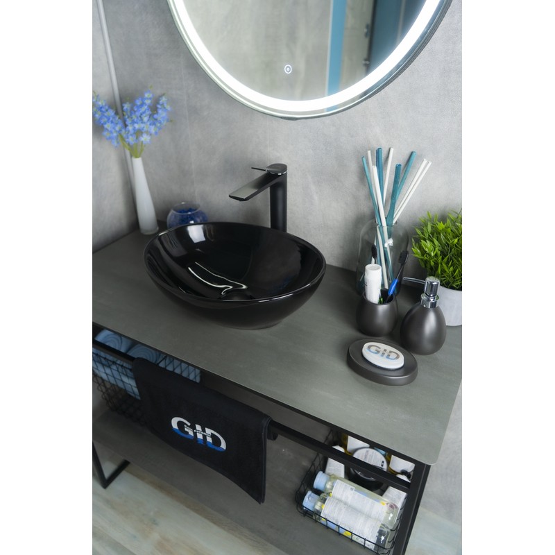 Раковина Gid Nc920 52231 накладная черная глянцевая 41x34x15