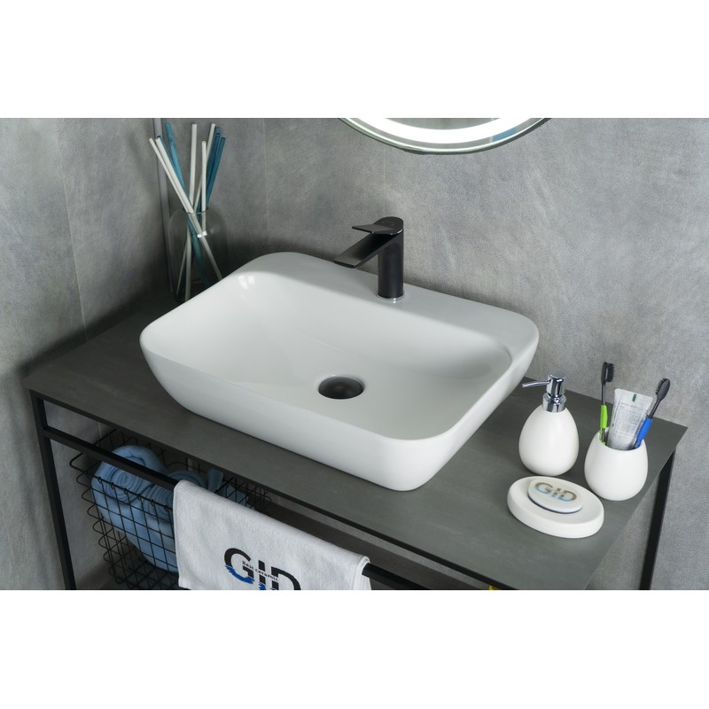 Раковина Gid N9047 51184 накладная белая 55x42x15