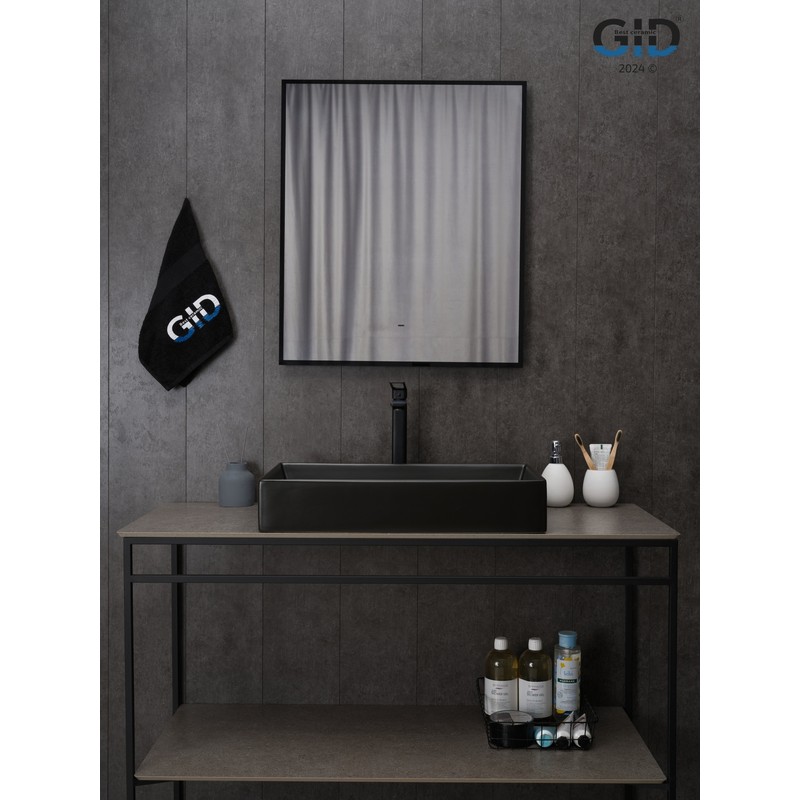 Раковина Gid Bm9496 53363 накладная черная матовая 60.5x37x11