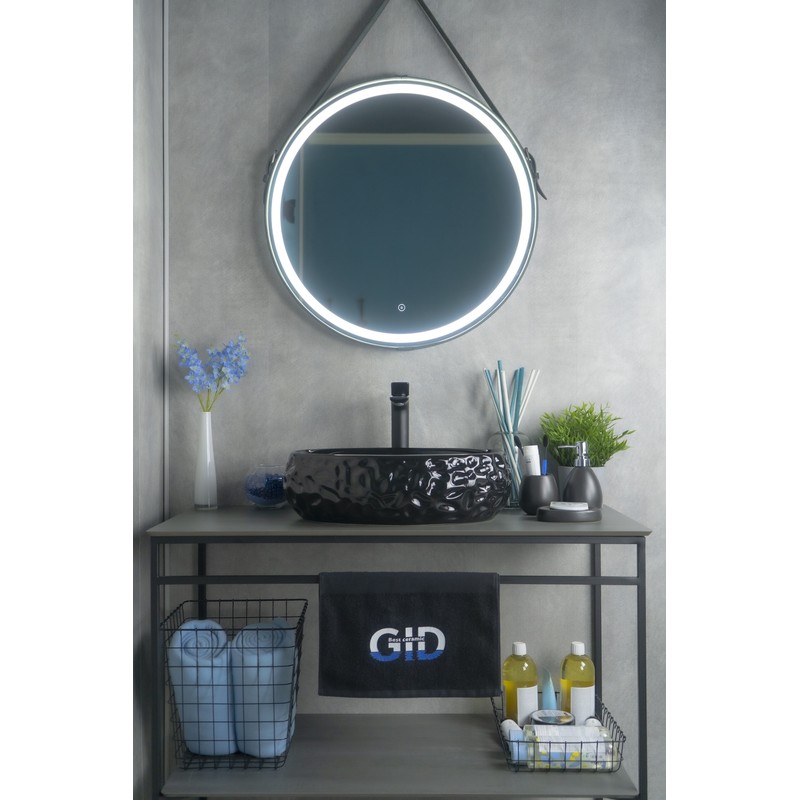 Раковина Gid 9030bf 52232 накладная черная глянцевая 48x34x15