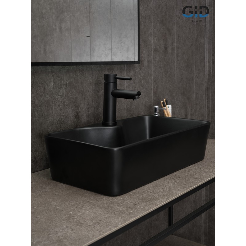 Раковина Gid Bm9092 53353 накладная черная матовая 55x31x14