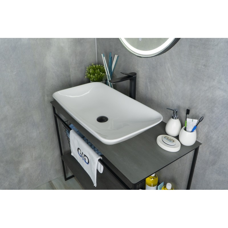 Раковина Gid N9122 51124 накладная белая 71x40x14