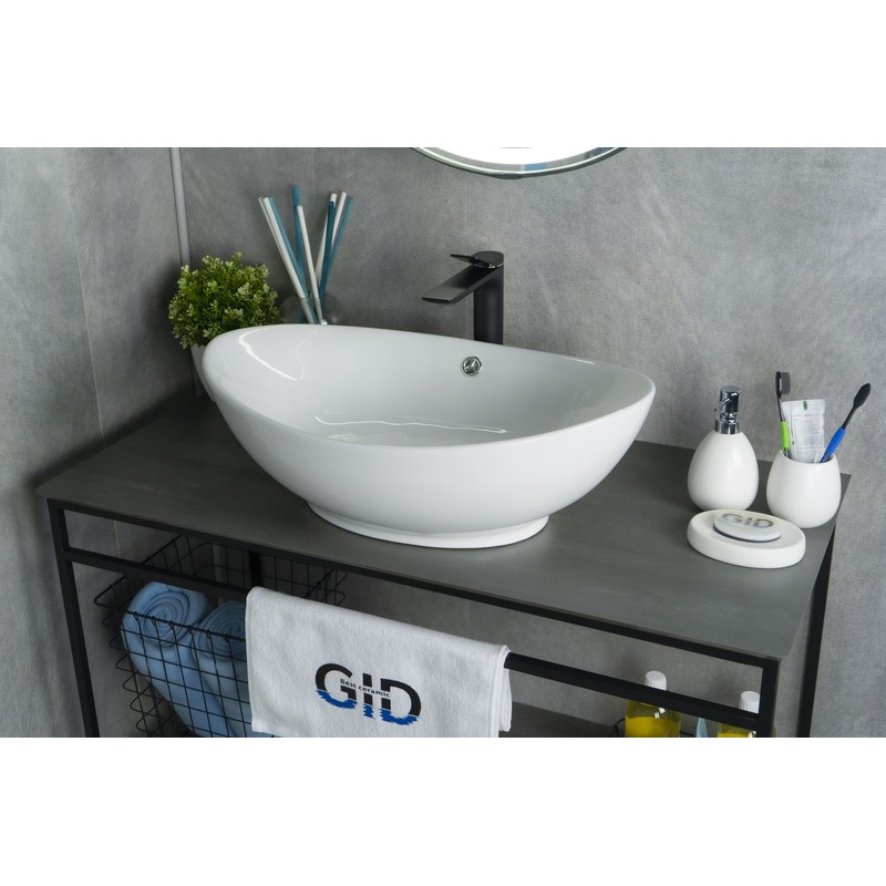 Раковина Gid N9019 51108 накладная белая 60x37x19