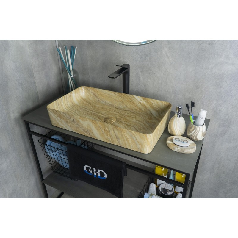 Раковина Gid Mnc595 54456 накладная под камень глянцевая 60x34x11