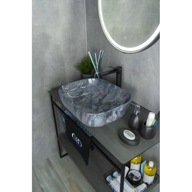 Раковина Gid   54401 накладная под камень глянцевая 50x40x14