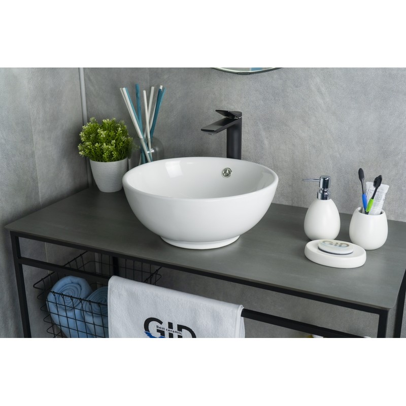 Раковина Gid N9002 51102 накладная белая 38.5x38.5x15