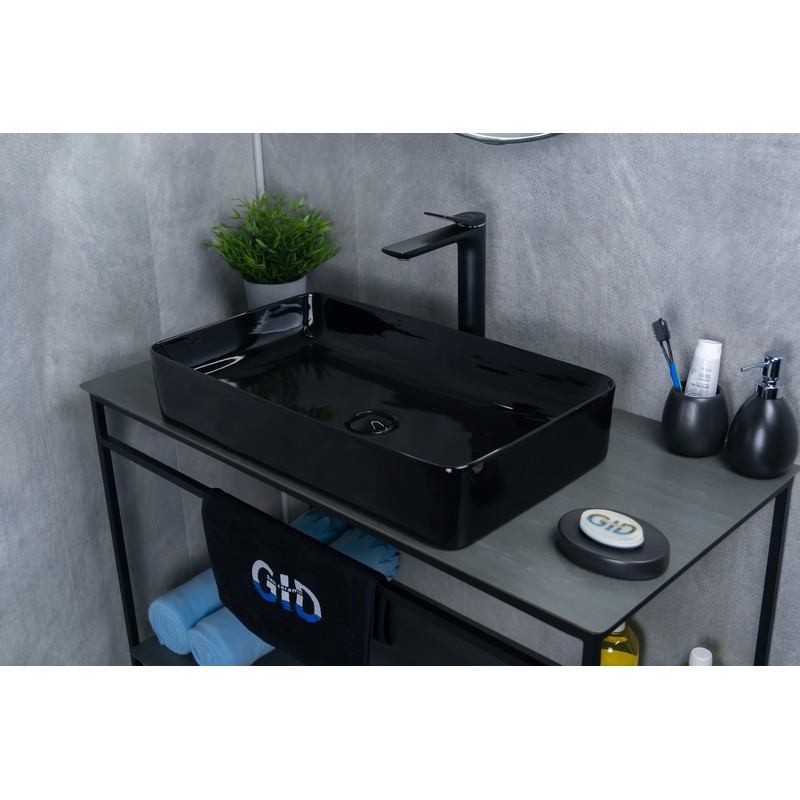 Раковина Gid BL9396 53346 накладная черная глянцевая 60x34x11