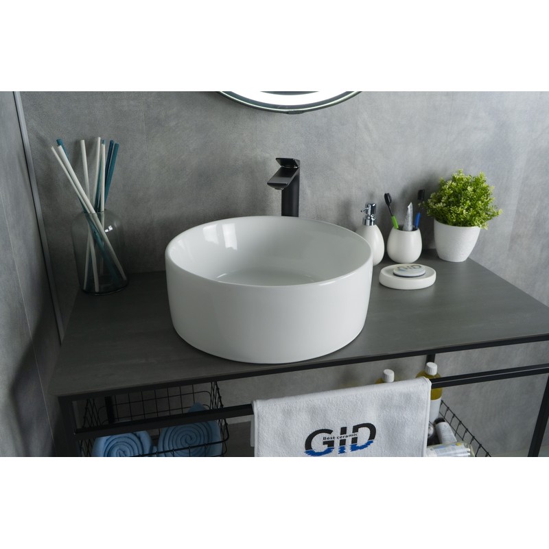 Раковина Gid N9011 51105 накладная белая 40x40x15