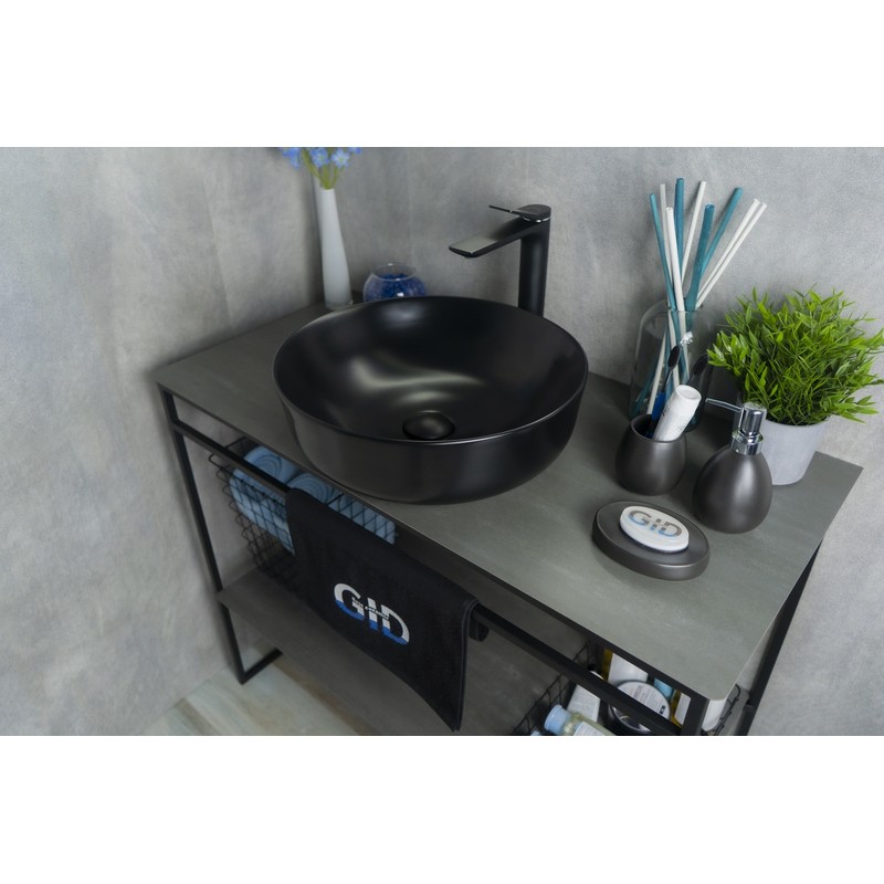 Раковина Gid Nc911 52224 накладная черная матовая 41.5x41.5x13.5