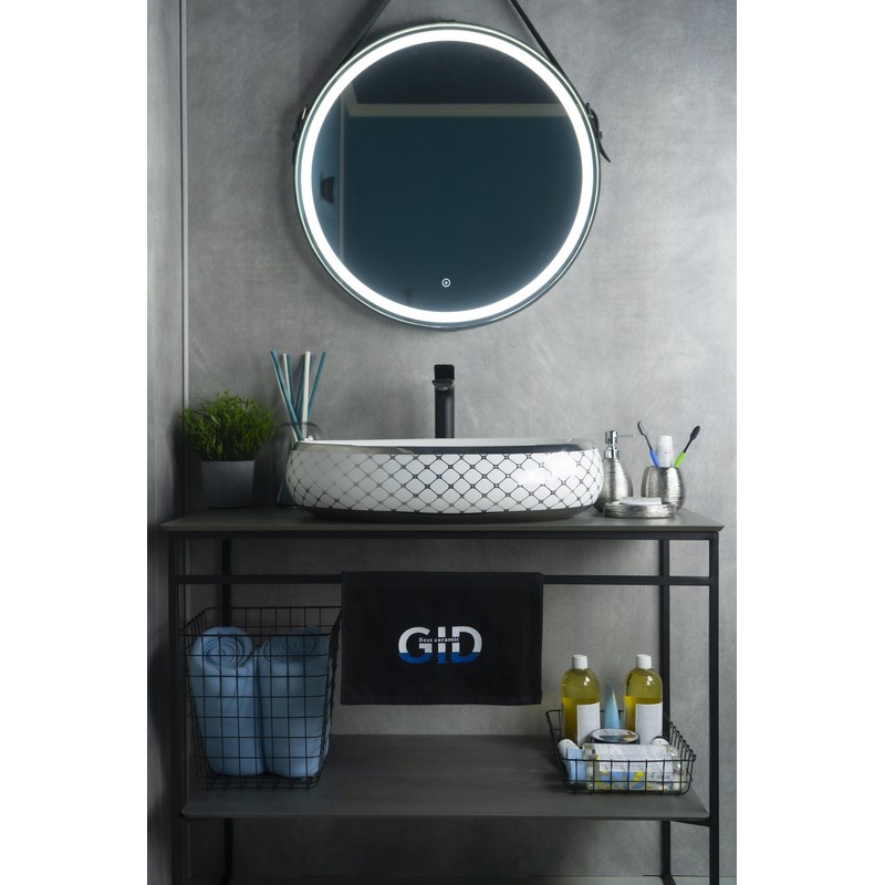 Раковина Gid Nc262 52201 накладная белая / хром 60x41x15