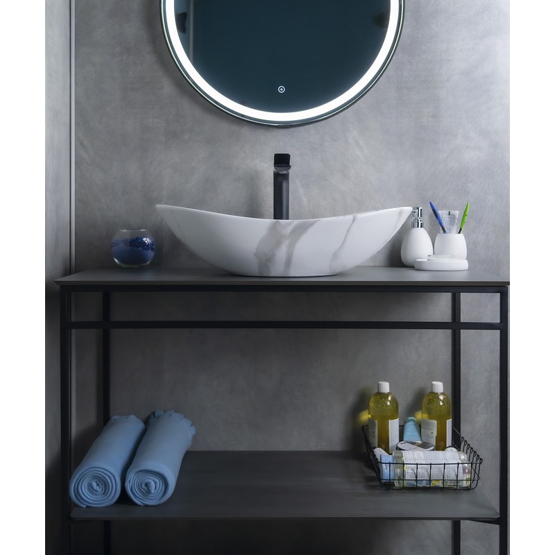 Раковина Gid Mnc811C 54478 накладная под камень глянцевая 61x37x15