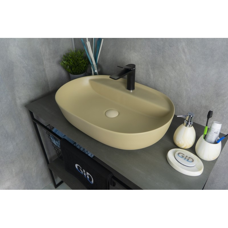 Раковина Gid Sr1346 53343 накладная светло-коричневая матовая 61x41x14