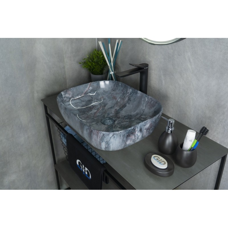 Раковина Gid   54401 накладная под камень глянцевая 50x40x14