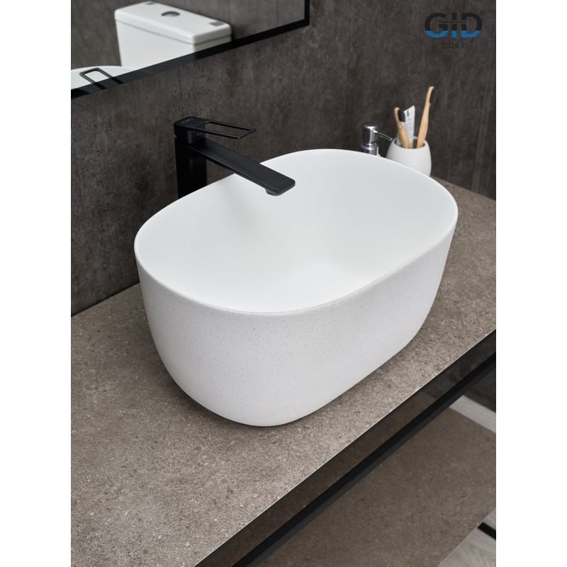 Раковина Gid N9302wg 51220 накладная белая матовая / белая графит 45x32x22