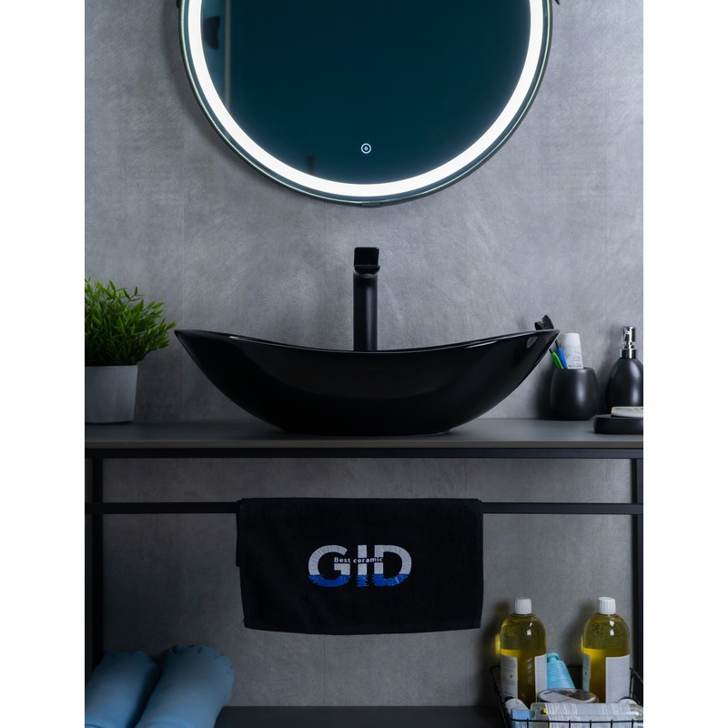 Раковина Gid BL9811 53349 накладная черная глянцевая 61x37x15