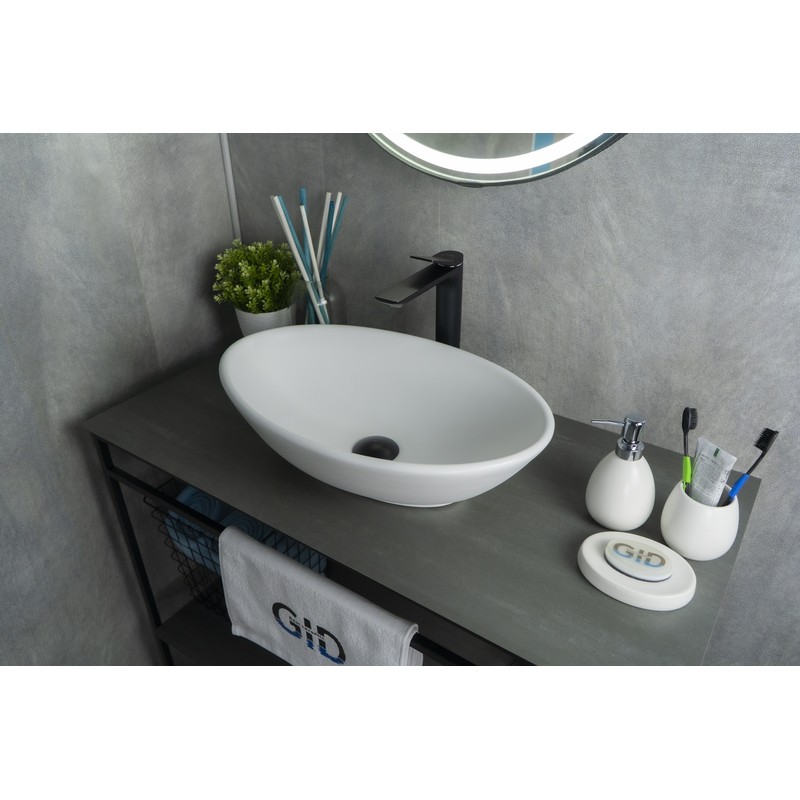 Раковина Gid Wm9021 51193 накладная белый матовый 52x32x14