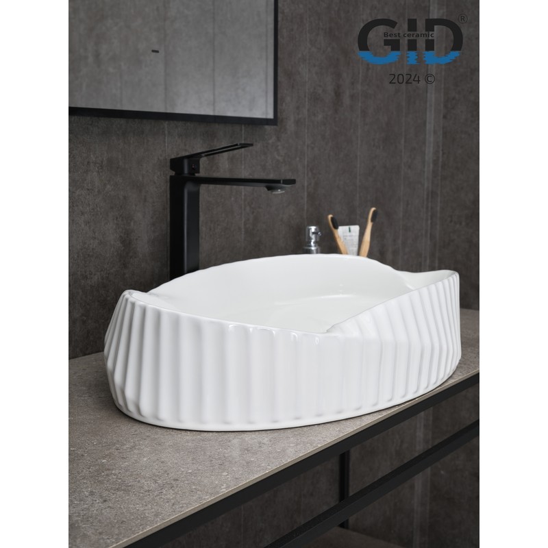 Раковина Gid 888s 51223 накладная белая 60x38.5x13.5