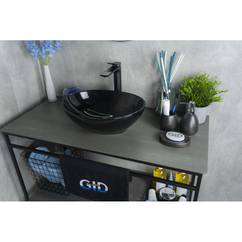 Раковина Gid Nc920 52231 накладная черная глянцевая 41x34x15