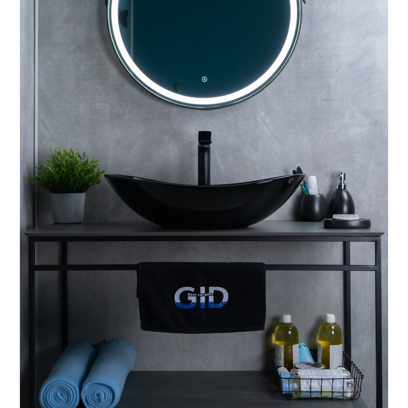 Раковина Gid BL9811 53349 накладная черная глянцевая 61x37x15