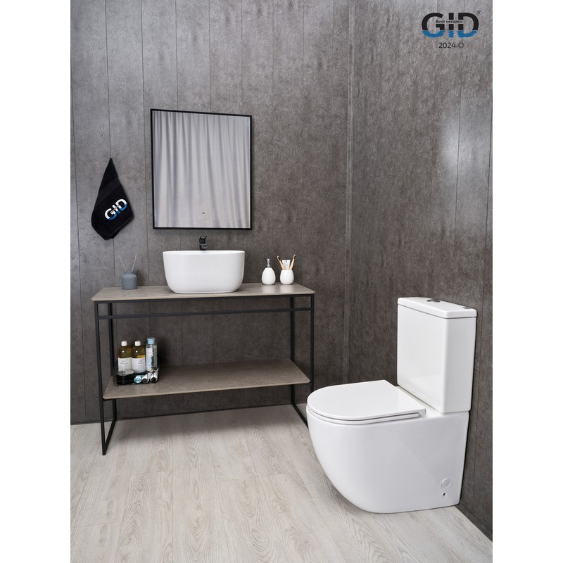 Раковина Gid N9302wg 51220 накладная белая матовая / белая графит 45x32x22