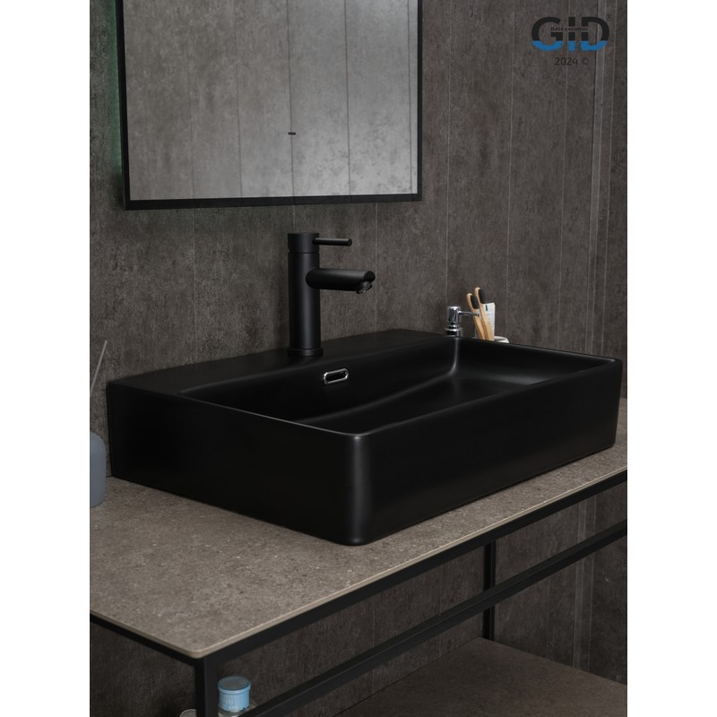 Раковина Gid Bm9256 53375 накладная черная матовая 60x42x14