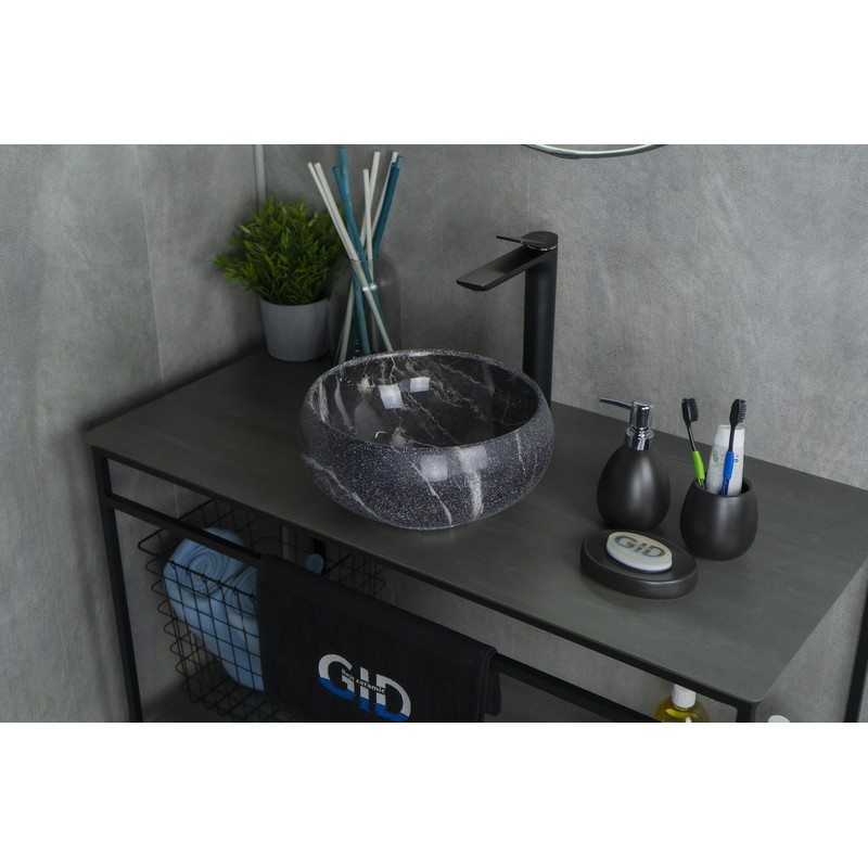 Раковина Gid Mnc480 54432 накладная под камень глянцевая 32x32x15.5