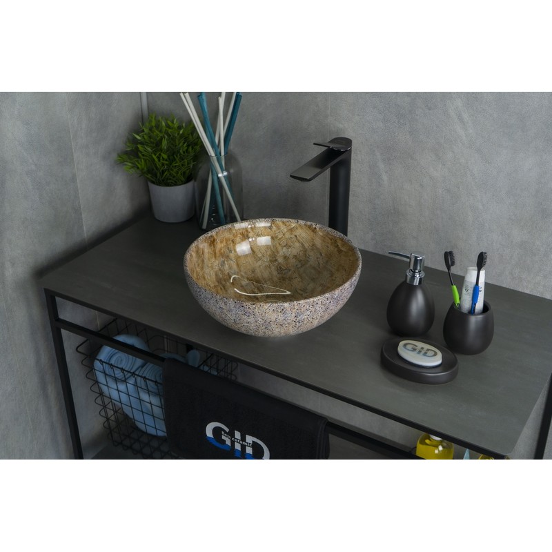 Раковина Gid Mnc489 54437 накладная под камень глянцевая 32x32x14