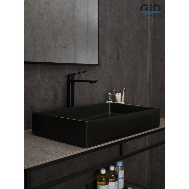 Раковина Gid Bm9496 53363 накладная черная матовая 60.5x37x11