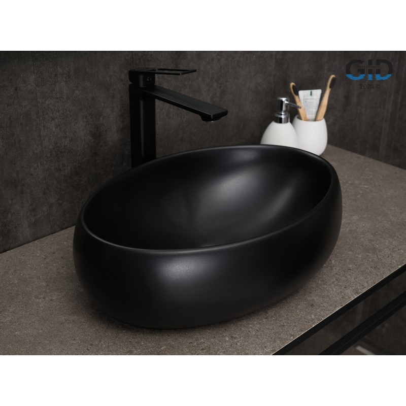 Раковина Gid Bm9030b 53372 накладная черная матовая 48x34x15