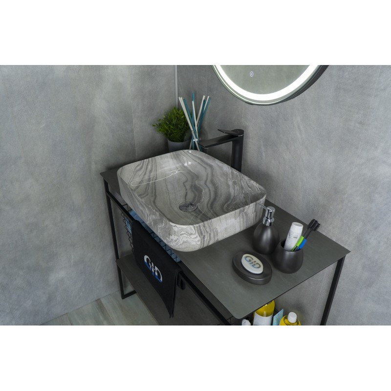 Раковина Gid Mnc597 54458 накладная под камень глянцевая 50x39x13