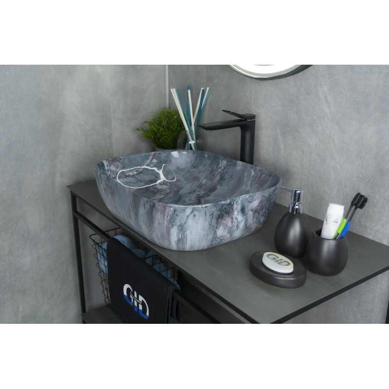 Раковина Gid   54401 накладная под камень глянцевая 50x40x14