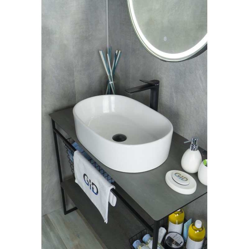 Раковина Gid N9025 51111 накладная белая 56x35x14