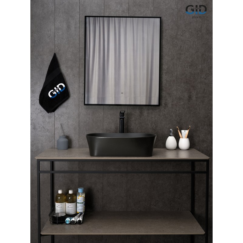 Раковина Gid N9028bg 53380 накладная черная графит 53x36x14