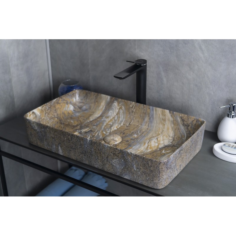 Раковина Gid Mnc396T 54475 накладная под камень глянцевая 60x34x11