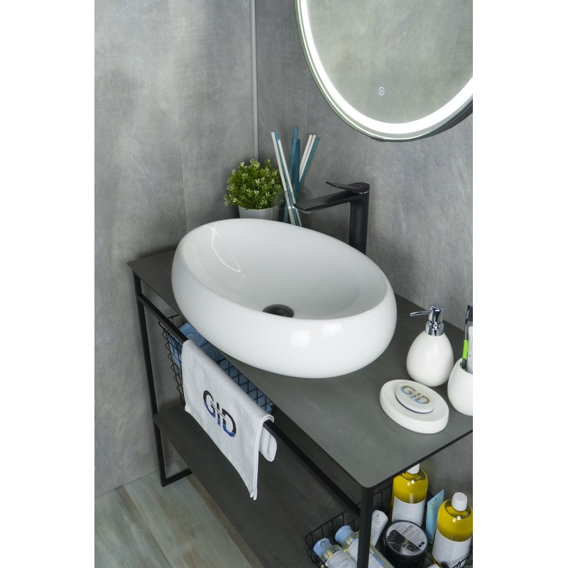 Раковина Gid N9030a 51114 накладная белая 60x41x15