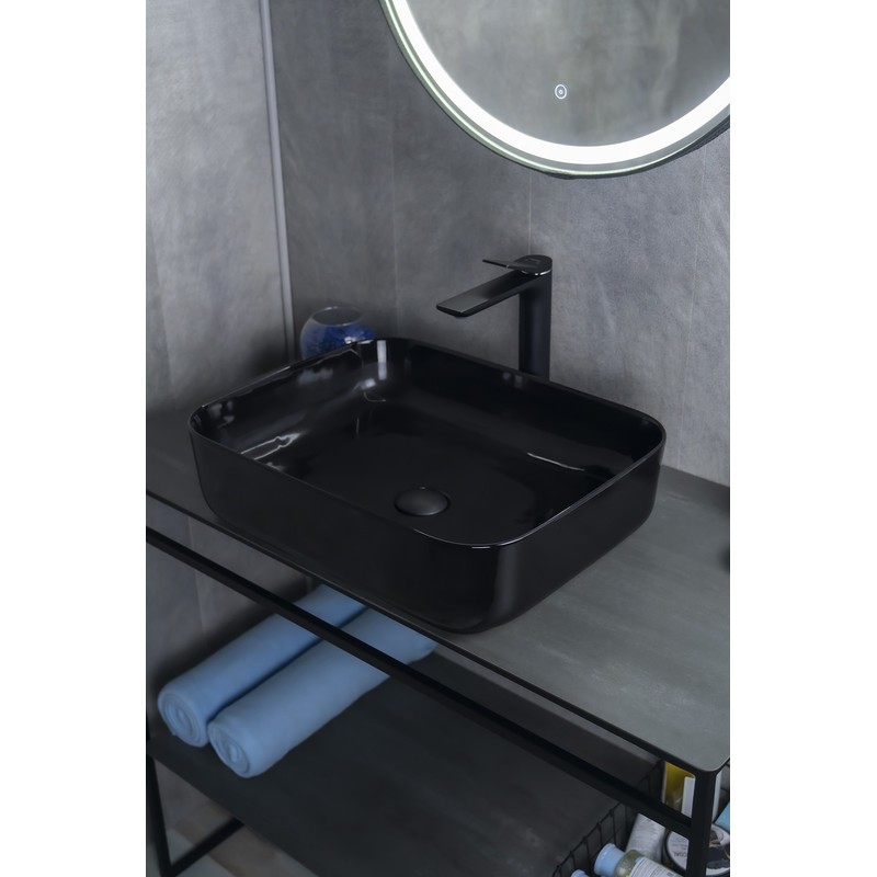Раковина Gid BL1304 53351 накладная черная глянцевая 50x39x13