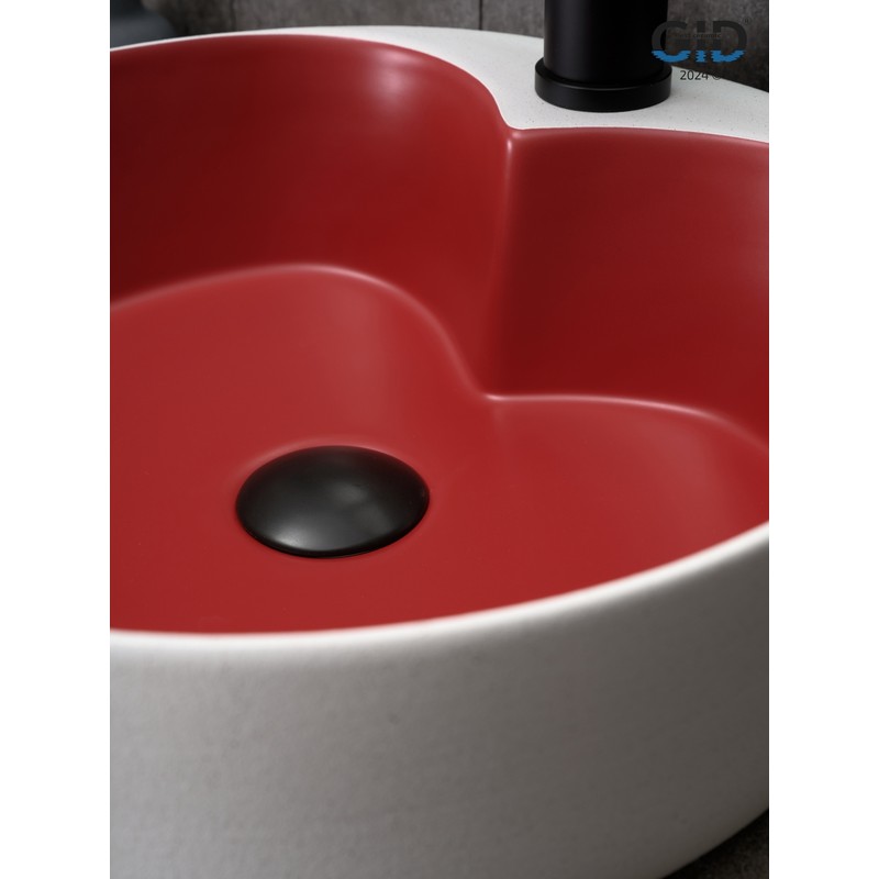 Раковина Gid N9013LS 52237 накладная красная матовая / белый графит 40x40x13