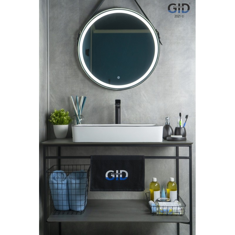 Раковина Gid Nc9399 52225 накладная белая / черная 60x34x11