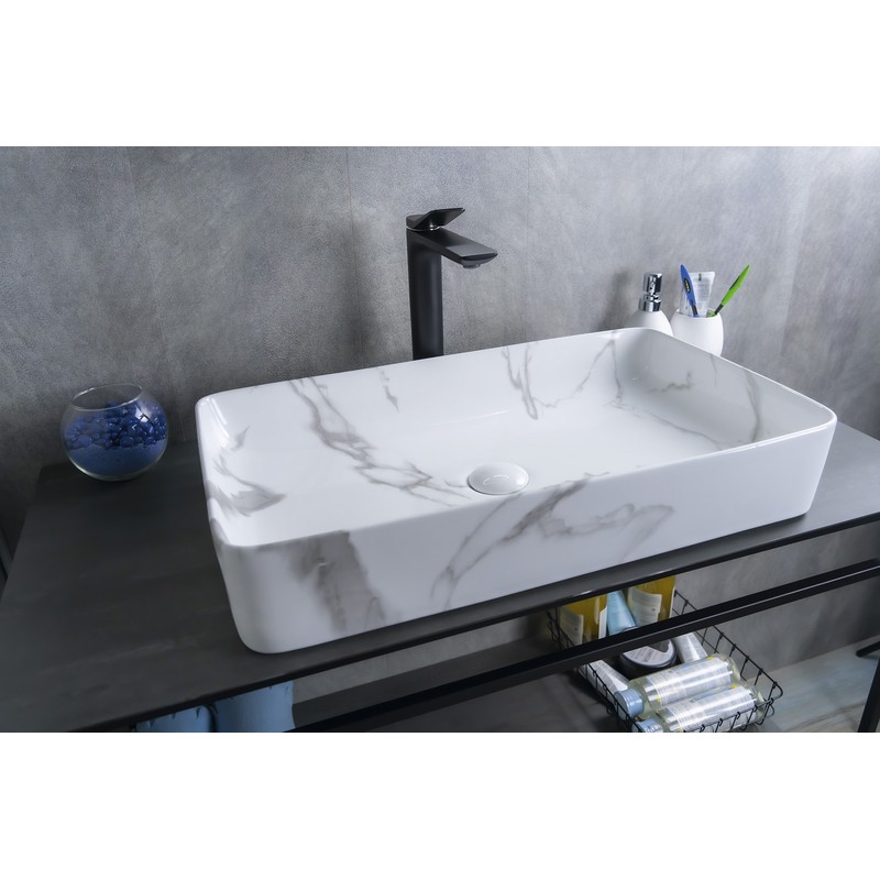 Раковина Gid Mnc396C 54476 накладная под камень глянцевая 60x34x11