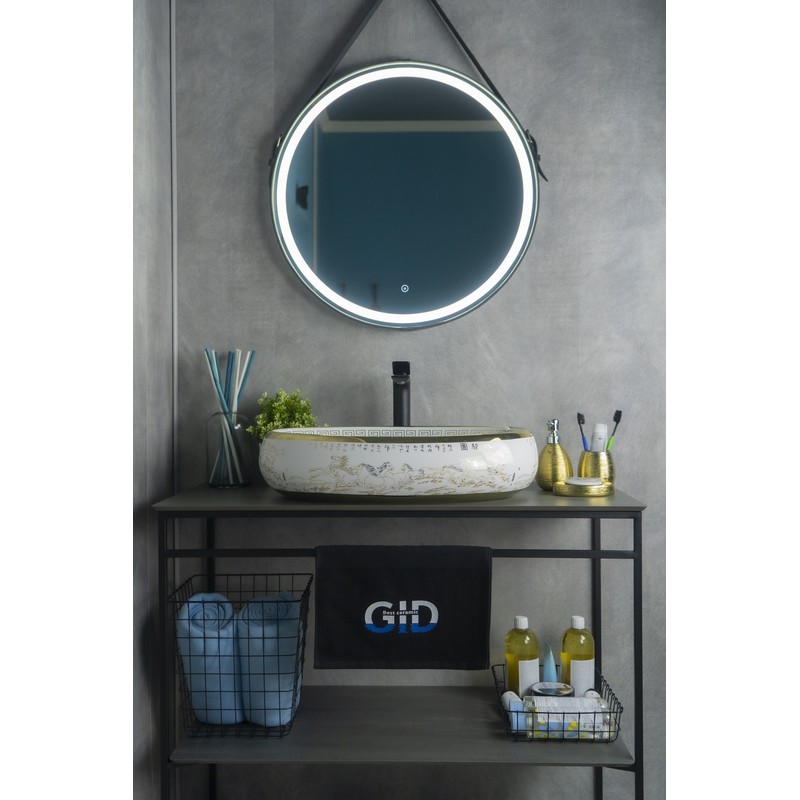 Раковина Gid Nc472 52222 накладная белая / золото 60x41x15